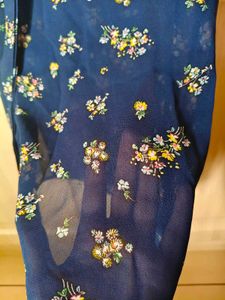 Floral Navy Sleeveless sheer Top