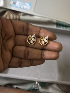 Elegant Gold & CZ Stud Earrings