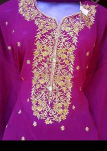 Unstitched Purple Embroidered garara Suit