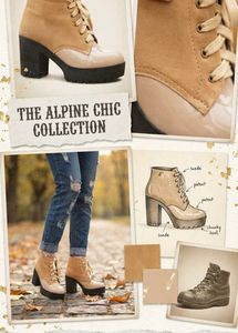 Stylish Tan Suede &amp; Patent Chunky Boots