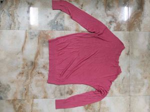 Women's Pink Full-Sleeve Knit Sweater