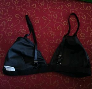 Savana Black Satin Bra