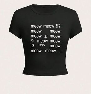 Y2K Meow Black Graphic Baby Tee