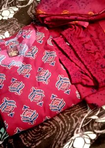 Women viscose rayon kurta Pant Dupatta Set