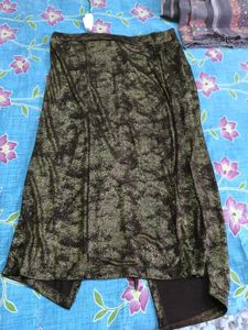Sparkly Ruched Slit Skirt