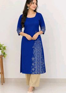 Vibrant Blue Kurta with Silver Print