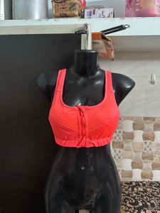Sports Bra - White &amp; Coral Pink