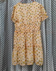 Yellow Floral Tiered Mini Dress