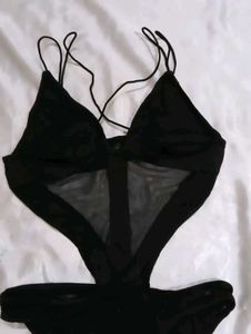 Sexy Black Mesh One-Piece Swimsuit