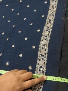 navy blue Embellished fabric
