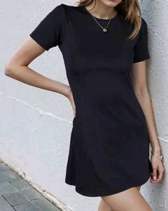 Shein Short Sleeves Flared Hem Mini A-Line Dress