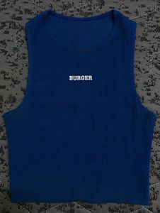 Burger bae Blue Cropped Tank Top