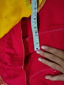 Vibrant Yellow Saree with Red Blouse