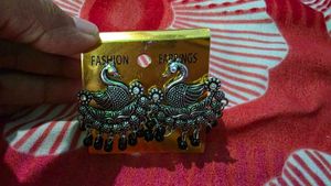 Silver Peacock Jhumka Earrings