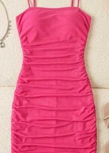 Hot Pink Ruched Mini Dress