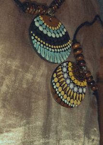 Handmade Painted Pendant Necklace Set