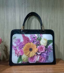 Hand Bag With 3 D Flowers