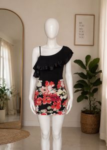 offer PriceChic Black Ruffle One-Shoulder Dress