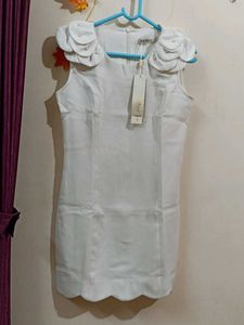 Girls White  Polyester Tunic Without Belt