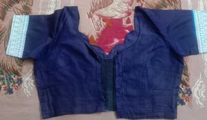 Beautiful Blue Saree with Silver thread Work