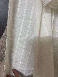 Elegant White Textured Button-Up Shirt cum Co-ord
