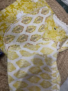 Yellow Printed Kurta Set