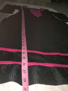 Black Kurta with Pink Embroidery