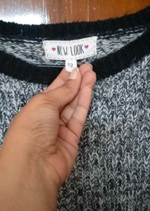 Grey and Black Raglan Knit Pullover