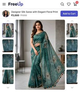 Beautiful Floral Print Saree without blouse