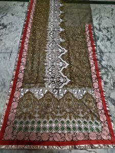 Multi Color Resham thread Weaving Net Saree