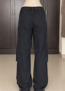 Dark Wash Wide Leg Cargo Jeans