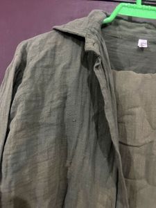 Olive Green Button-Up Shirt and trouser