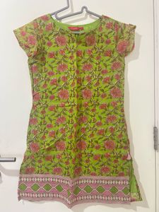 Green Floral Print Kurta