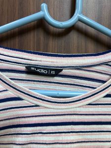 Striped Cropped Bell Sleeve Top