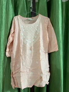 Peach Embroidered Kurta