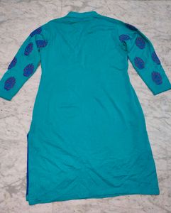 Teal Embroidered Kurti