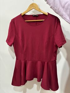 Maroon Peplum Top