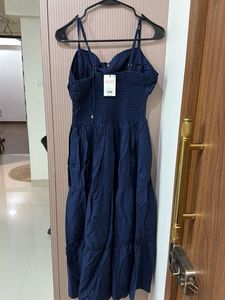 Navy Blue Tiered Midi Dress