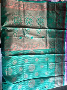 Green Brocade Silk Saree with blouse piece