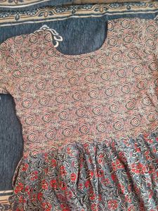 beautiful jaipuri print cotton short anarkali kurt