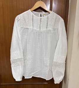 White Lace Detail Blouse