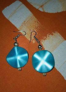 Stunning Blue Stone &amp; Pearl Dangle Earrings
