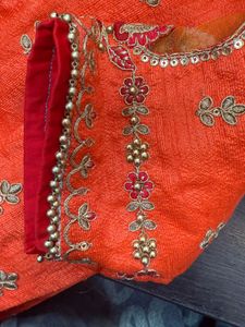Embroidered Orange Blouse