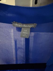 Sheer Blue Button-Up Top