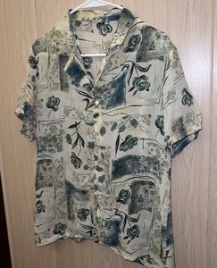 Vintage Abstract Floral Button-Up Shirt