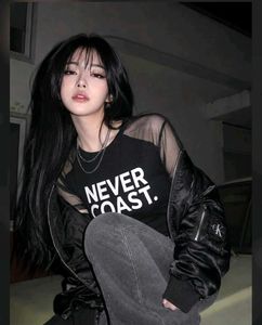Chic Black Mesh Sleeve crop top