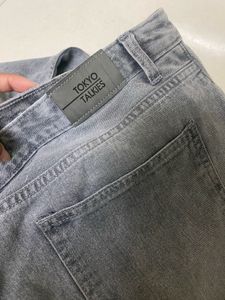 Wide Leg Grey Denim Jeans