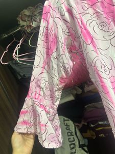 Pink Rose Print Kurta set