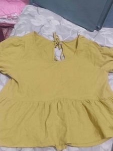 Cute Yellow Peplum Top