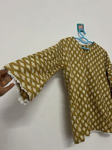 Printed Kurta Top with Lace Detail